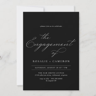 Invitation Calligraphie vintage   Moody Black Engagement Part
