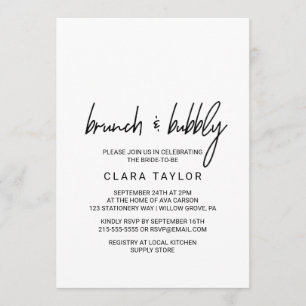 Invitation Calligraphie Whimsical Brunch & Bubbly
