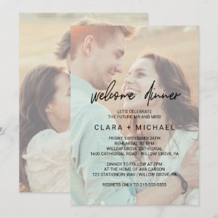 Invitation Calligraphie Whimsical Faded Photo Welcome Diner