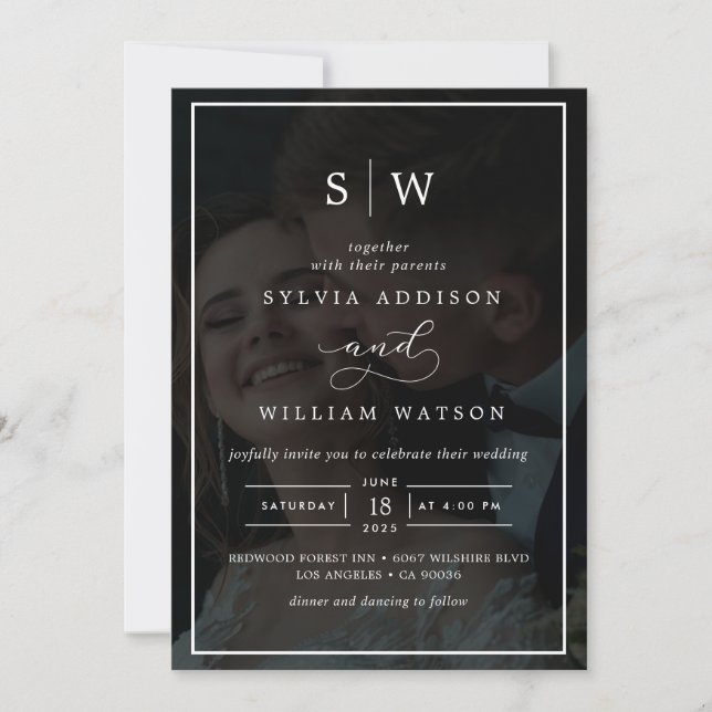 Invitation Calligraphie Whimsical moderne superposer Mariage  (Devant)