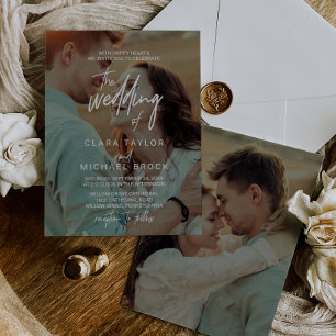 Invitation Calligraphie Whimsical Photo Superposer Le Mariage