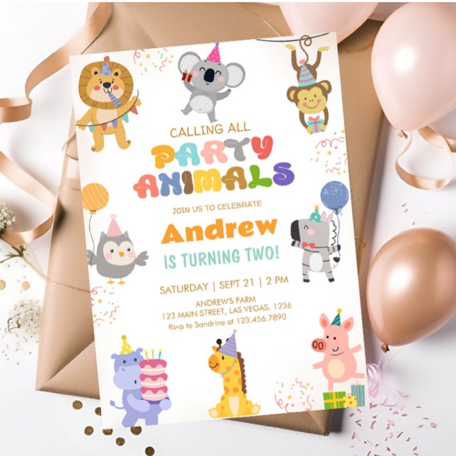 Invitation Calling All Party Animals Birthday (Créateur téléchargé)