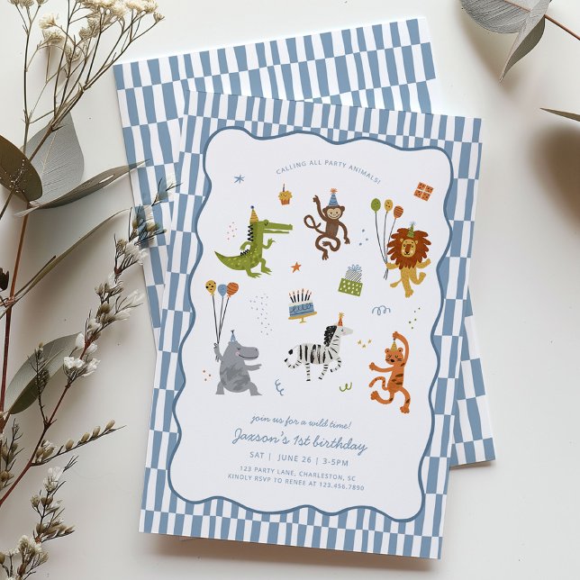 Invitation Calling All Party Animals Wild Safari Birthday (Créateur téléchargé)