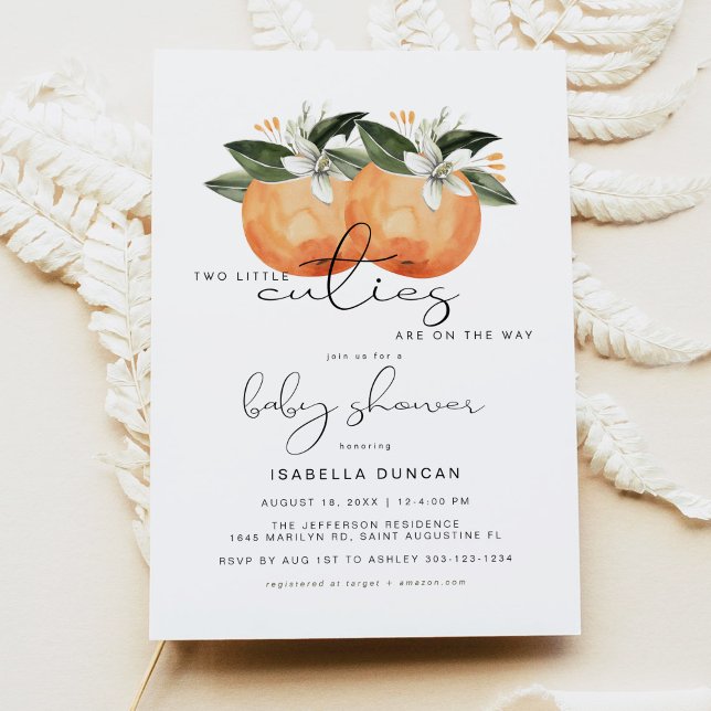Invitation CALLIOPE Deux Petites Cuties Twin Orange Baby show (Créateur téléchargé)