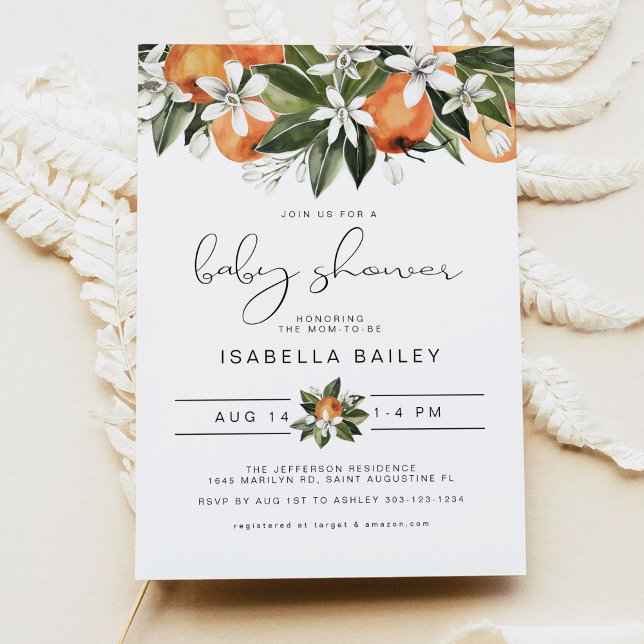 Invitation CALLIOPE Little Cutie Baby shower orange (Créateur téléchargé)