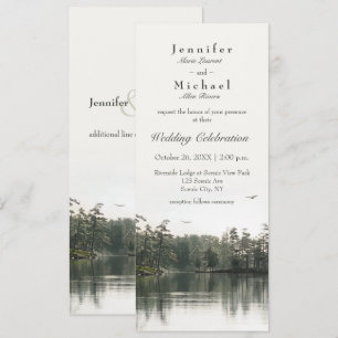 Invitation calme rustique lac evergreens reflet mince