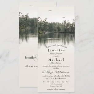 Invitation calme rustique lac evergreens reflet mince