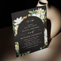 Camélia vintage. Mariage d'arc noir floral QR