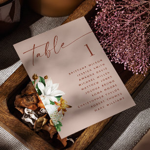 Invitation Camélia vintage. Tableau de sièges mariage rose pâ