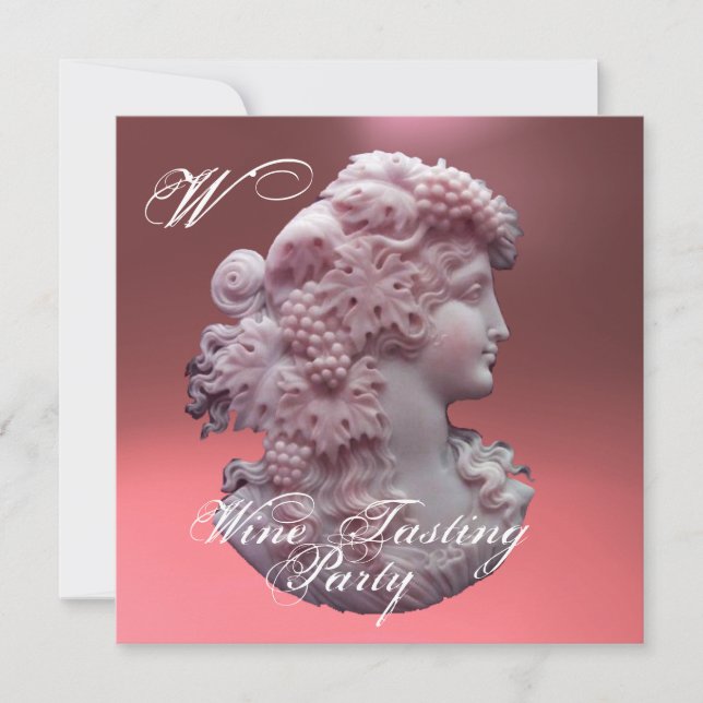 INVITATION CAMÉO ANTIQUE, DAME ET RAISINS FÊTE DE DÉGUSTATION (Devant)