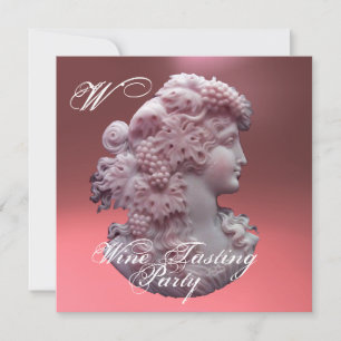 INVITATION CAMÉO ANTIQUE, DAME ET RAISINS FÊTE DE DÉGUSTATION