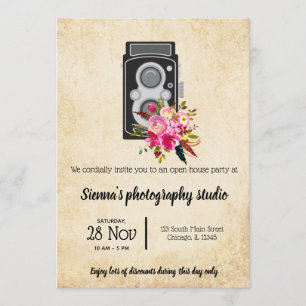 Invitation Caméra vintage