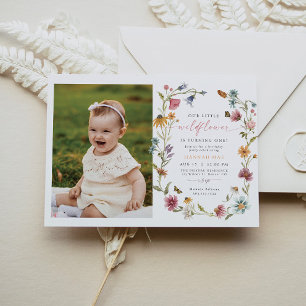 Invitation CAMILLA Papillon Fleur sauvage fille premier anniv