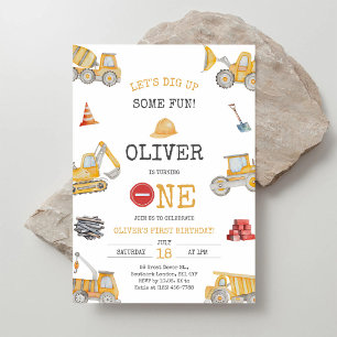 Invitation Camion à benne Construction 1er Anniversaire