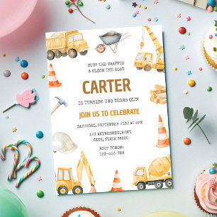 Invitation Camion à benne de construction 2e anniversaire