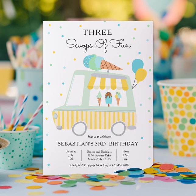 Invitation Camion À Crème De Glace Trois Scoops De Fun 3ème A (Créateur téléchargé)