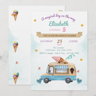 Invitation Camion à glace, Cônes, Anniversaire