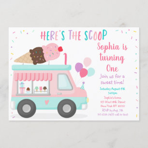 Invitation Camion à glace Cute Crece Anniversaire