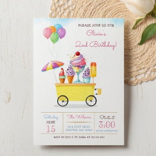 Invitation Camion à glace Cute Crece Anniversaire