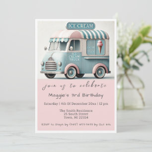 Invitation Camion à glace vintage Anniversaire