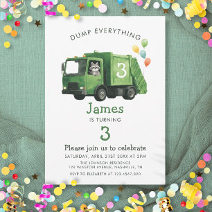Invitation Camion à ordures Tout déverser Anniversaire Enfant