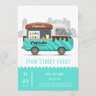 Invitation Camion alimentaire rue cupcake desserts sucrés