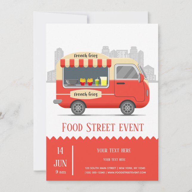 Invitation Camion alimentaire rue frites (Devant)