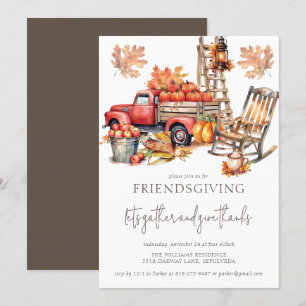 Invitation Camion Amitié Automne Aquarelle
