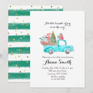 Invitation Camion bleu flocons de neige baby shower de Noël