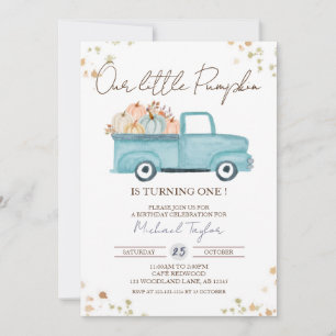 Invitation Camion citrouille 1er anniversaire, automne premie