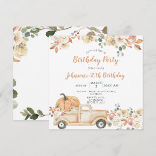 Invitation Camion citrouille 30e fête d'anniversaire Rustic F