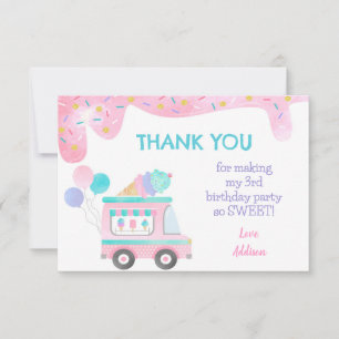 Invitation Camion Crème de glace Anniversaire Fête Merci Cart