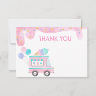 Invitation Camion Crème de glace Anniversaire Fête Merci Cart