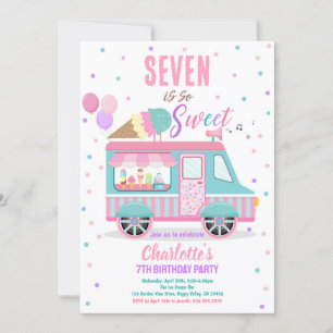 Invitation Camion Crème de glace N'importe quel âge Douce fêt