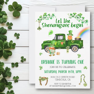 Invitation Camion d'anniversaire de la Saint-Patrick en folie