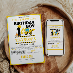 Invitation Camion de Construction 1er Anniversaire   Annivers