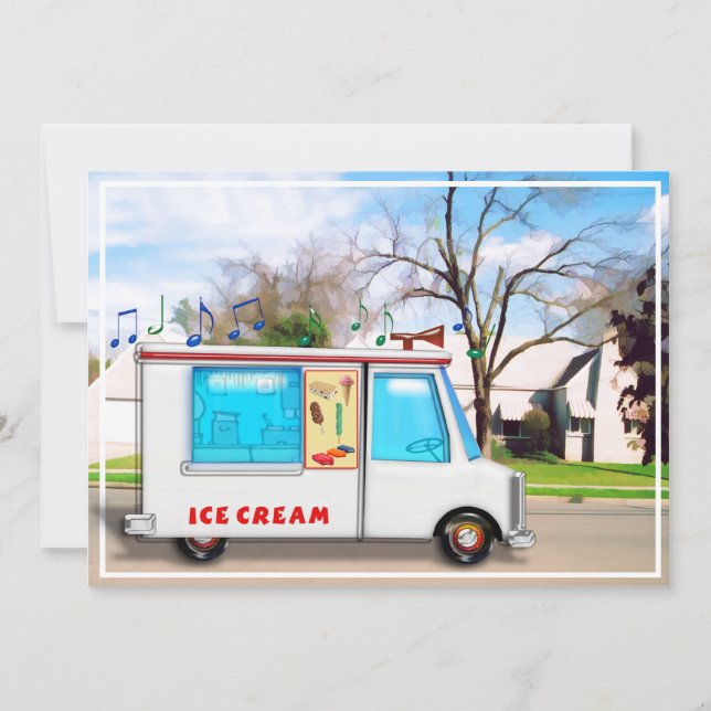 Invitation Camion de glace dans la rue (Devant)
