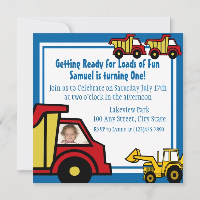 Invitation Camion de loisirs de construction Camboie (Devant)