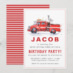 Invitation Camion de pompiers & Dalmatien Anniversaire des