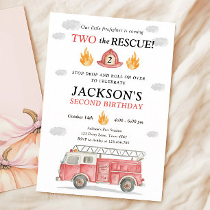 Invitation Camion de pompiers Deux à la rescousse 2e annivers