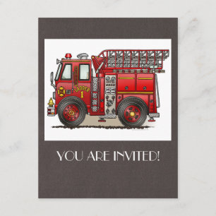 Invitation Camion d'incendie à échelle