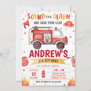 Invitation Camion d'incendie personnel fête d'anniversaire