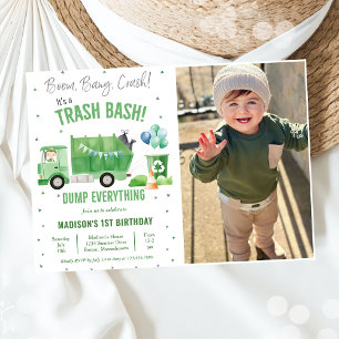 Invitation Camion d'ordures 1ère fête d'anniversaire Photo