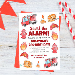 Invitation Camion-feu à main mignonne Anniversaire