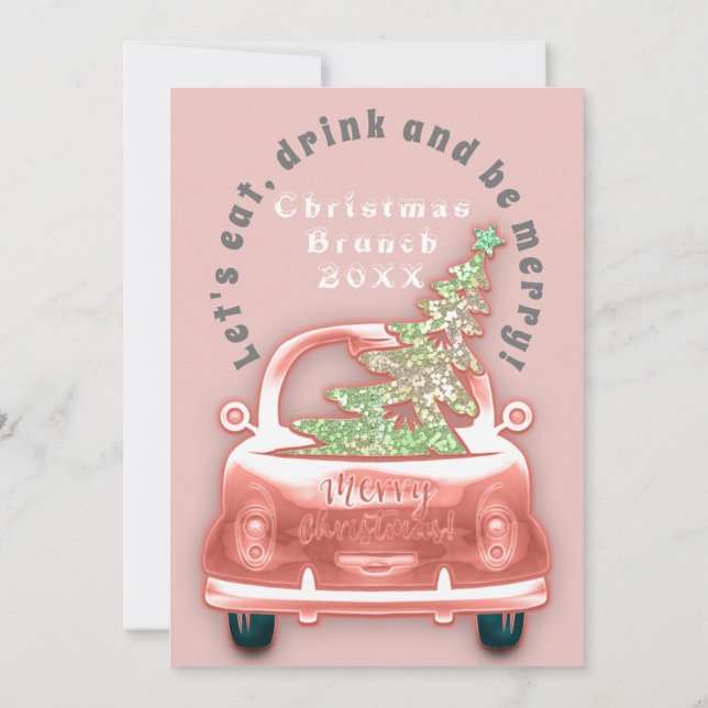 Invitation Camion Joyeux Noël Brunch Rose (Dos)