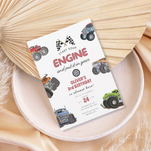 Invitation Camion monstre, démarre ton moteur garçon 3ème ann