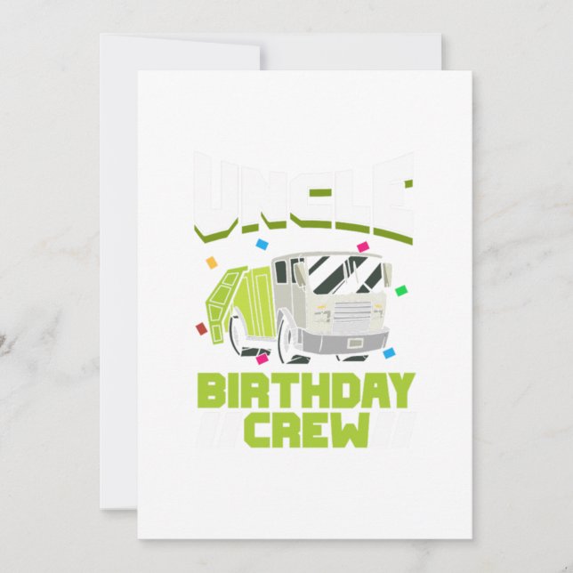 Invitation Camion-poubelle Anniversaire Oncle Anniversaire Éq (Devant)