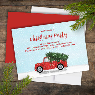 Invitation Camion rouge simple mignon Noël vintage