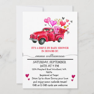 Invitation Camion rouge Valentine   Lecteur par Baby shower