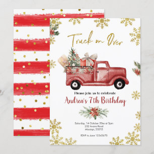 Invitation Camion sur Red Christmas Camion Anniversaire